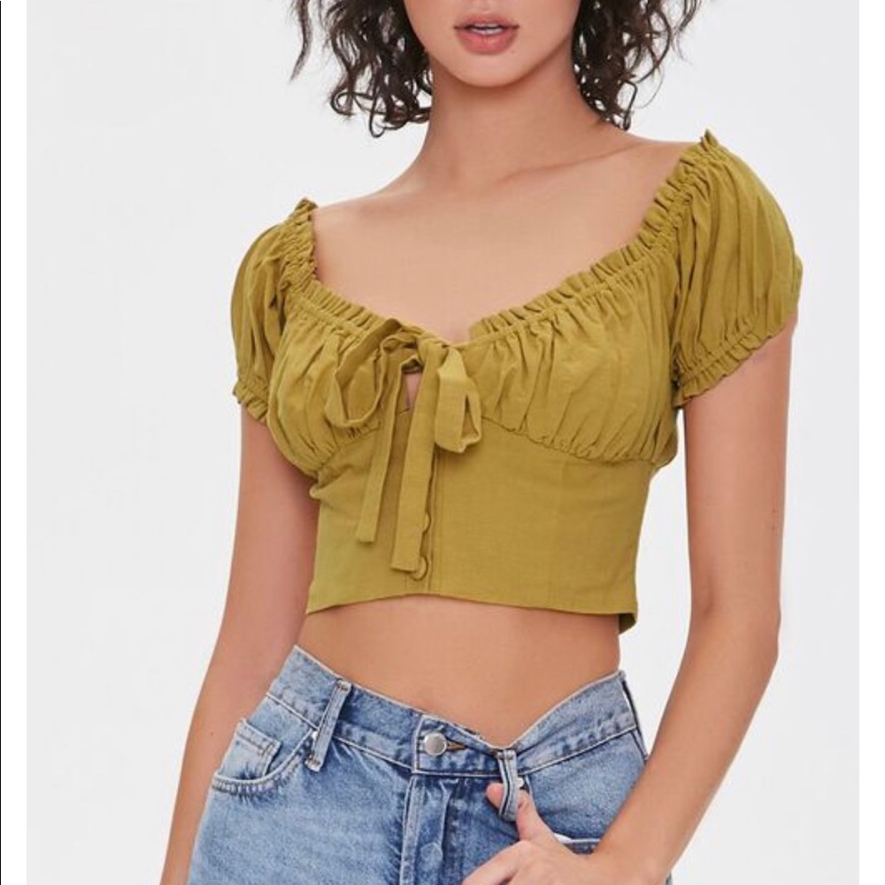 NEW Ruffle-Trim Crop Top - WHITE